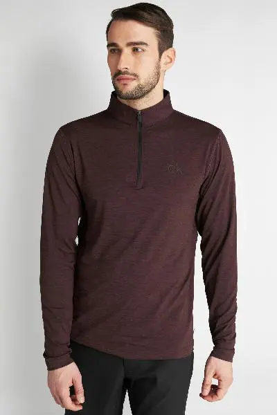 Calvin Klein Newport Half Zip Mid Layer - Blackberry Marl