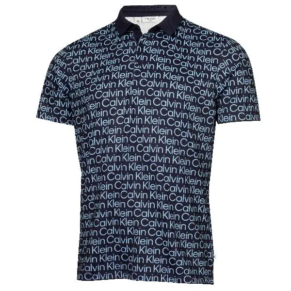 Calvin Klein Print Polo Shirt - Evening Blue - Image 4