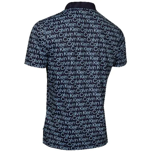 Calvin Klein Print Polo Shirt - Evening Blue - Image 5