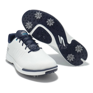 Skechers Go Golf Tempo White Navy Men Water Repellent Spikes Shoes